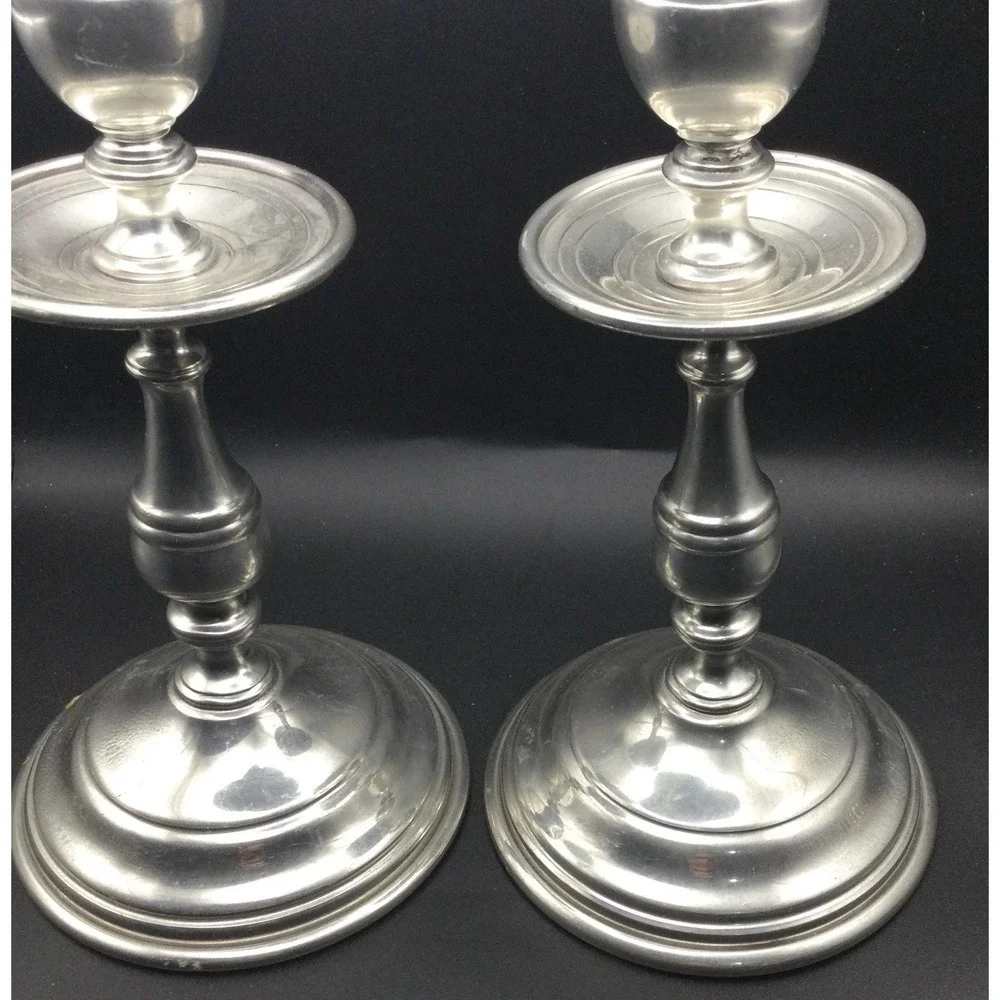 Vintage Shirley metal Candlestick Pair Hand Made USA Height 8